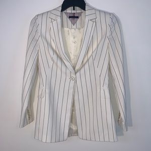 Tommy Hilfiger Long Ivory Stretch Pinstripe Blazer 4